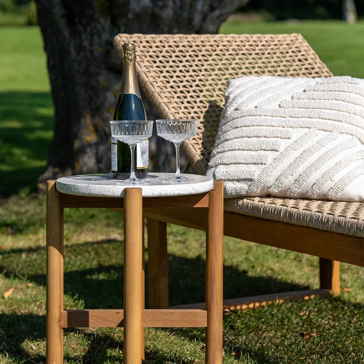 Houten tuin loungestoel Elodie Naturel