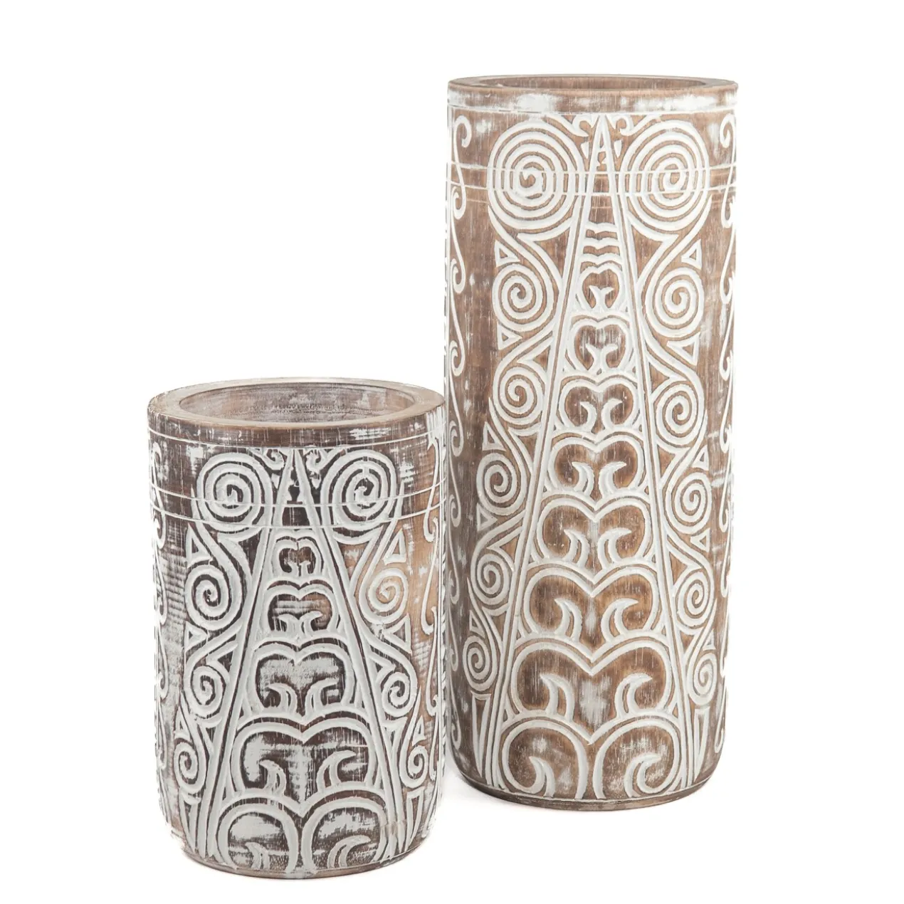 Houten vaas Tribal natural - Medium