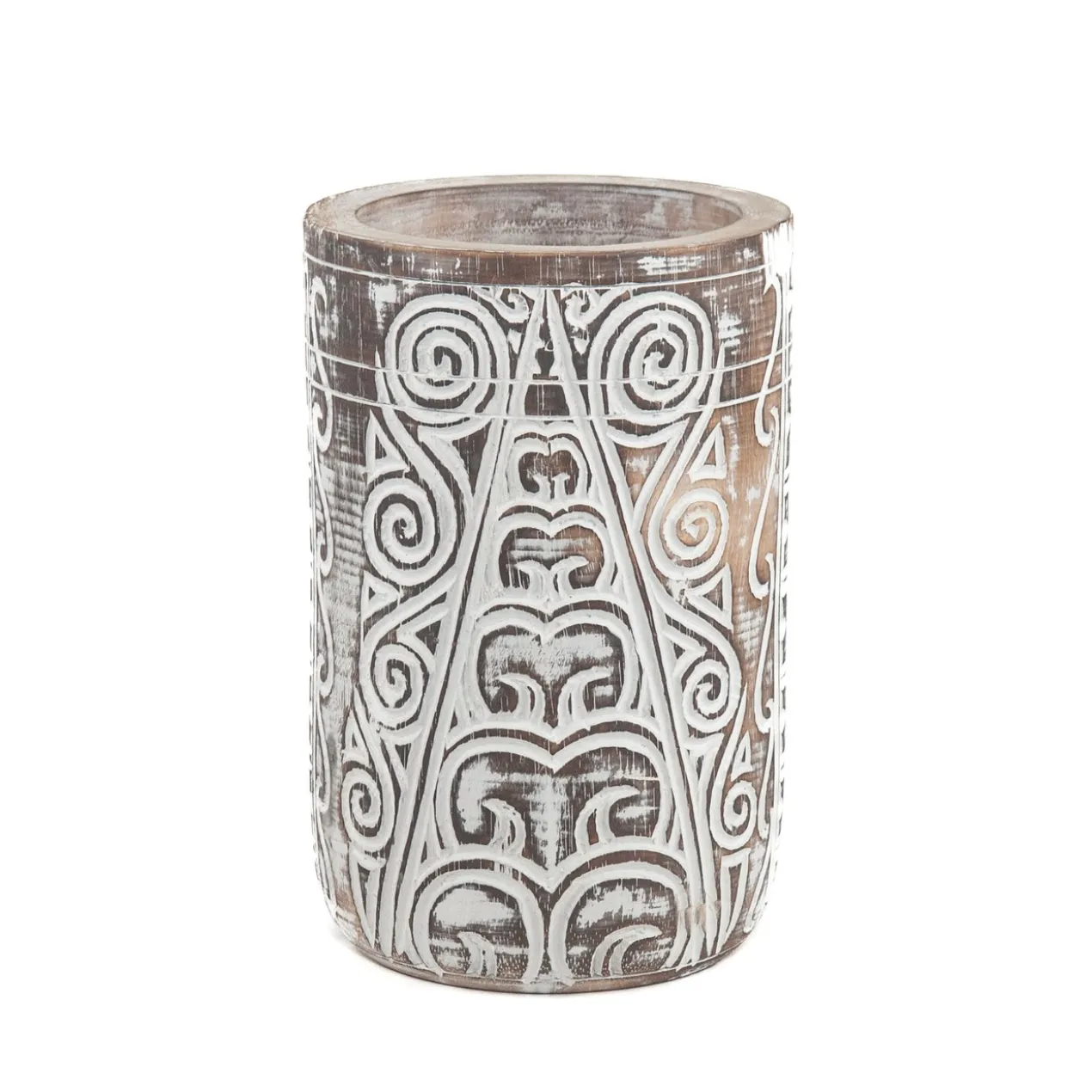 Houten vaas Tribal natural - Medium