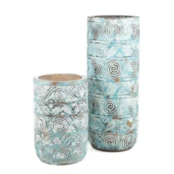 Houten vaas turquoise - Large