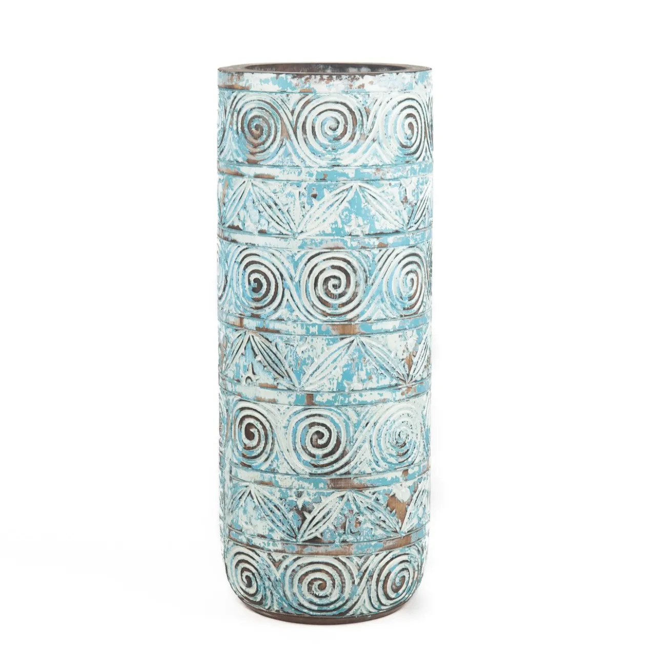 Houten vaas turquoise - Large