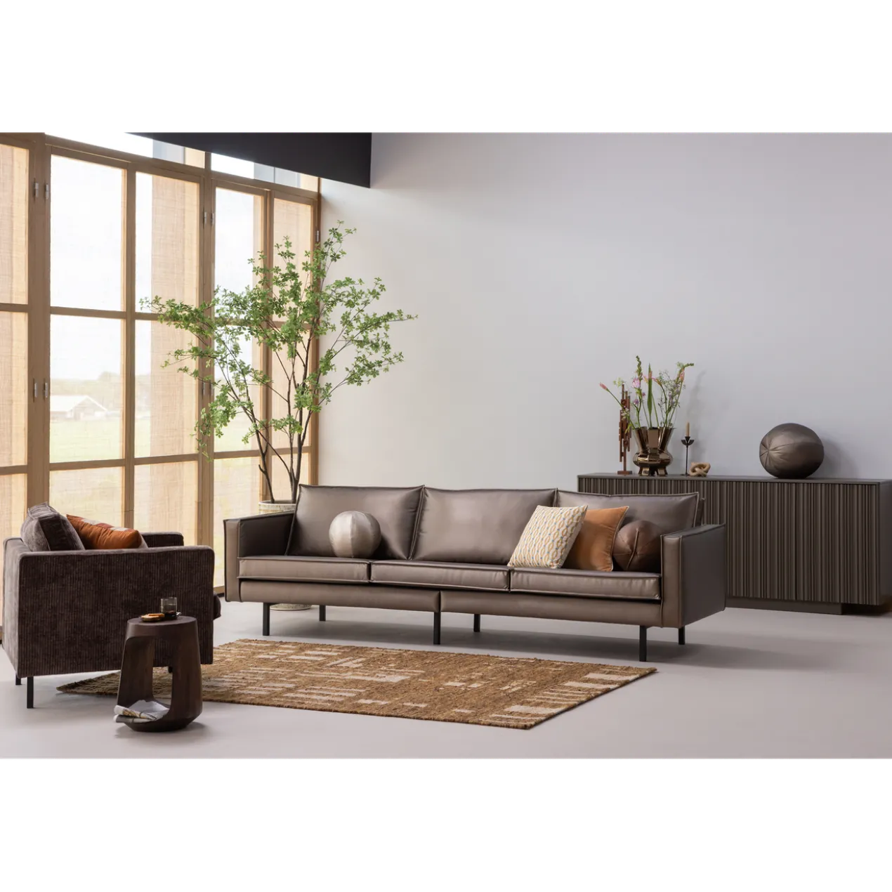 Ian handgeweven vloerkleed wol/katoen bruin 170x240cm