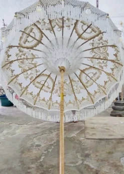 Ibiza parasol Boho wit/goud