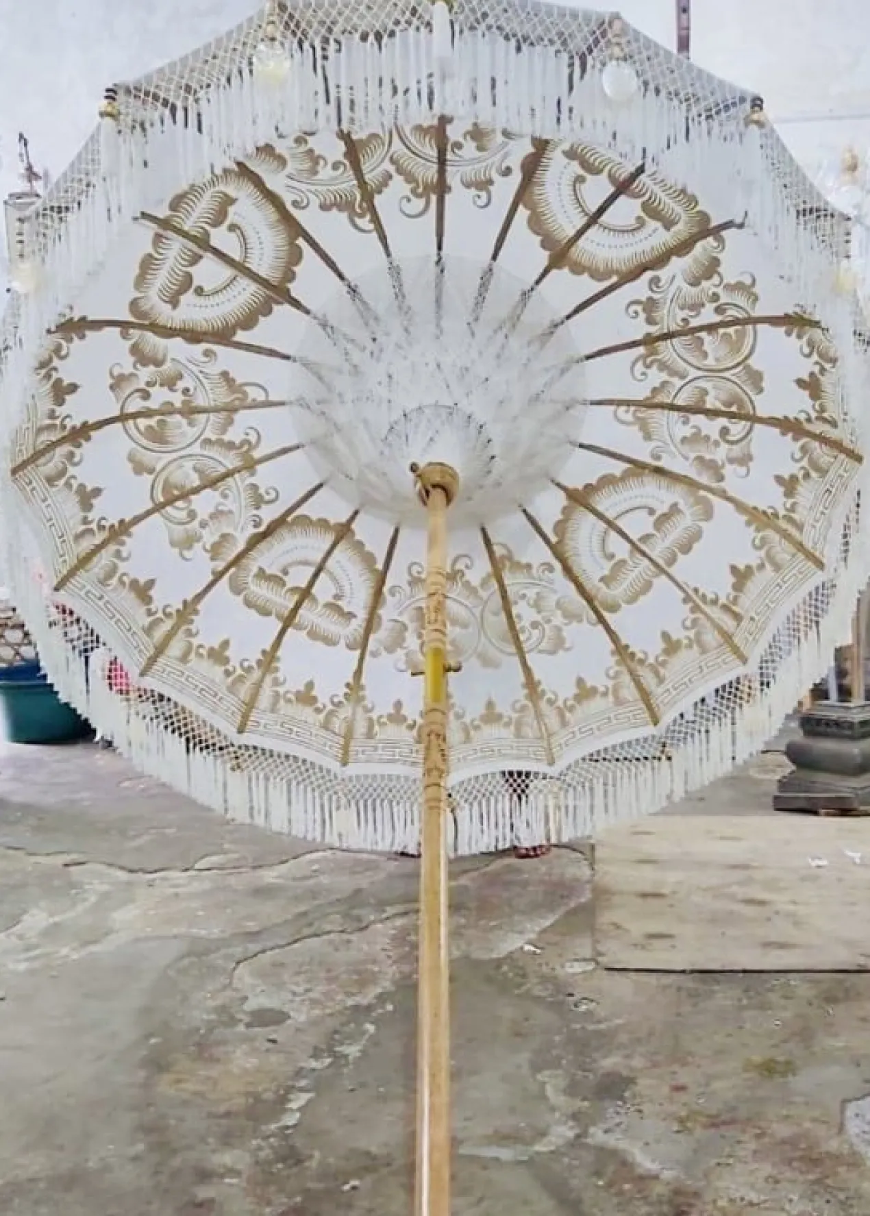 Ibiza parasol Boho wit/goud