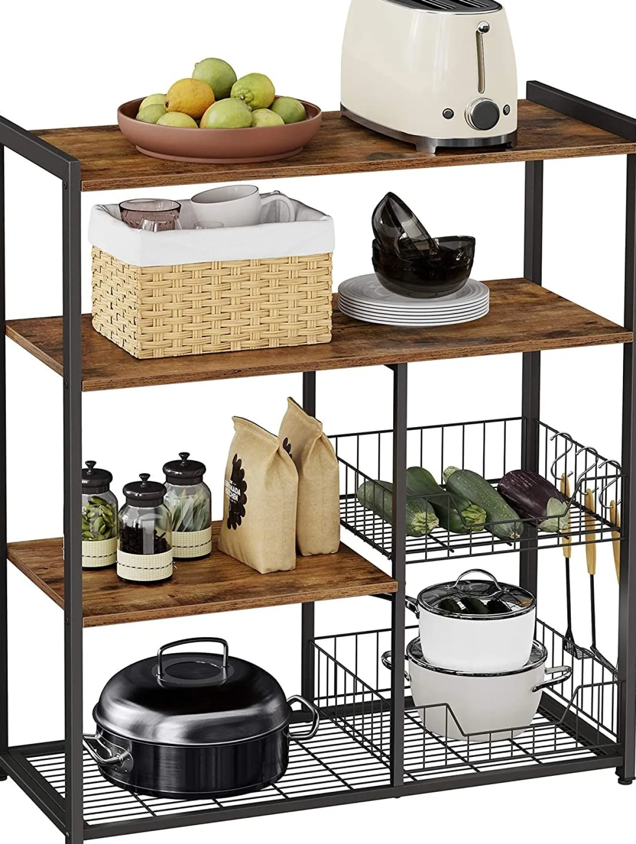 Indusign Keukenplank met 2 manden, bakkersplank en haken Keukenplank met 2 manden, bakkersplank en haken Indusign #1