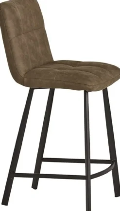Industriële barkruk bolero – cowboy stof olive met zwart frame