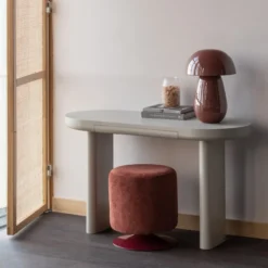 Islen poef met draaivoet boucle bordeauxrood