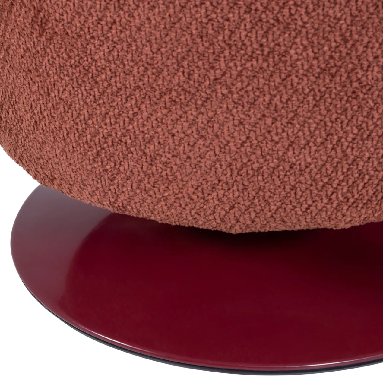 Islen poef met draaivoet boucle bordeauxrood