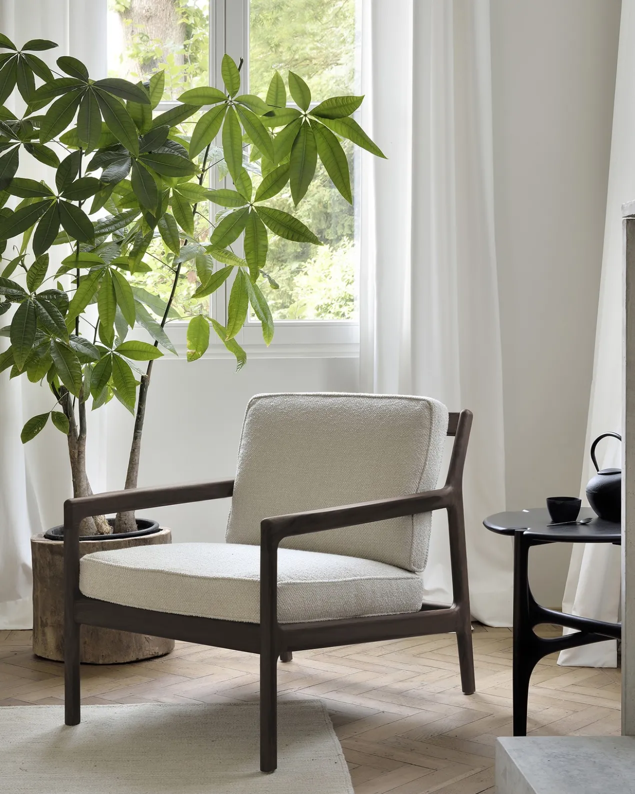 Jack loungestoel donkerbruin mahonie - ivory
