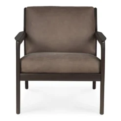 Jack loungestoel donkerbruin mahonie - terra nubuck leer