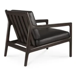 Jack loungestoel donkerbruin mahonie - zwart leer