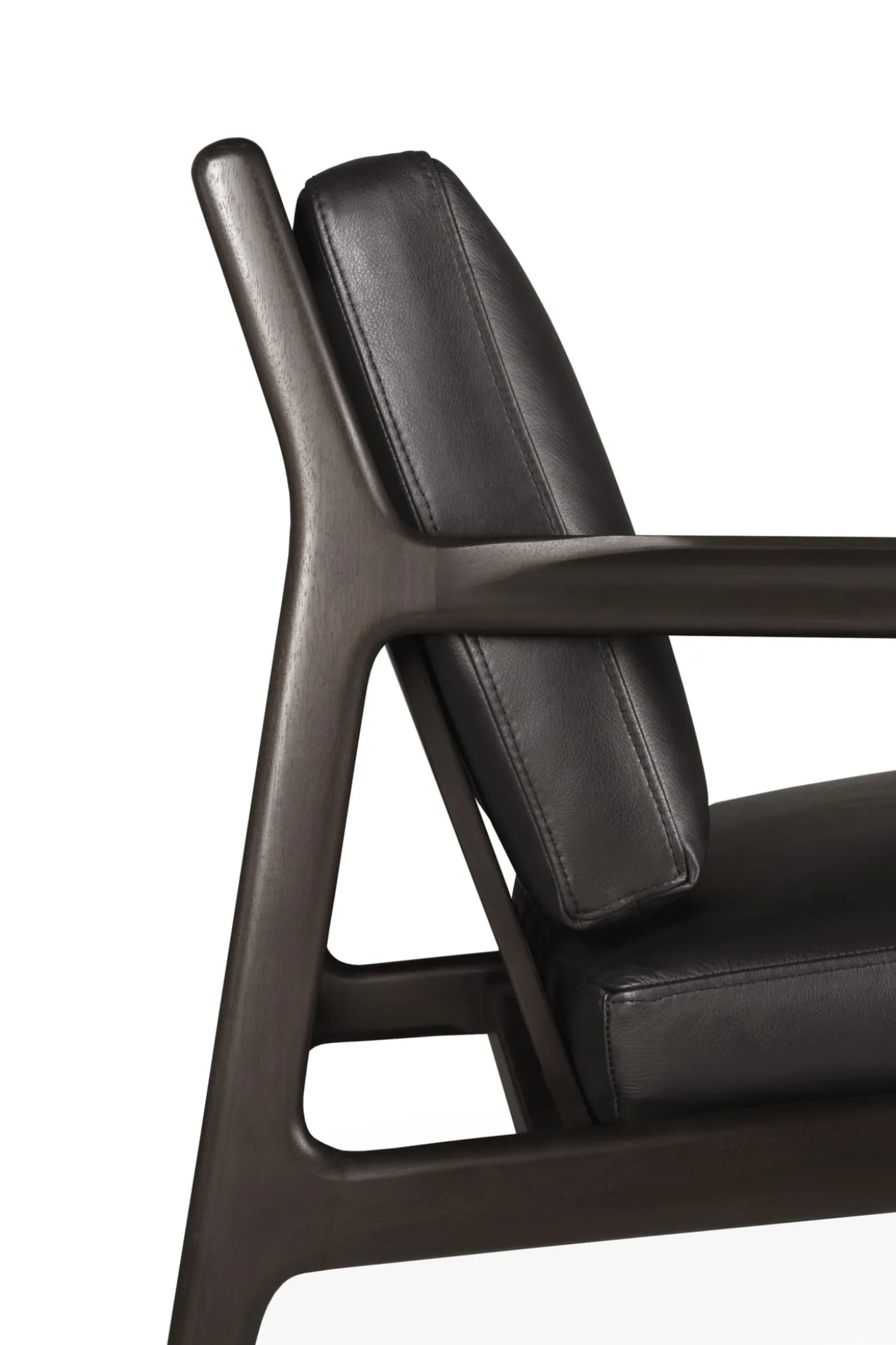 Jack loungestoel donkerbruin mahonie - zwart leer