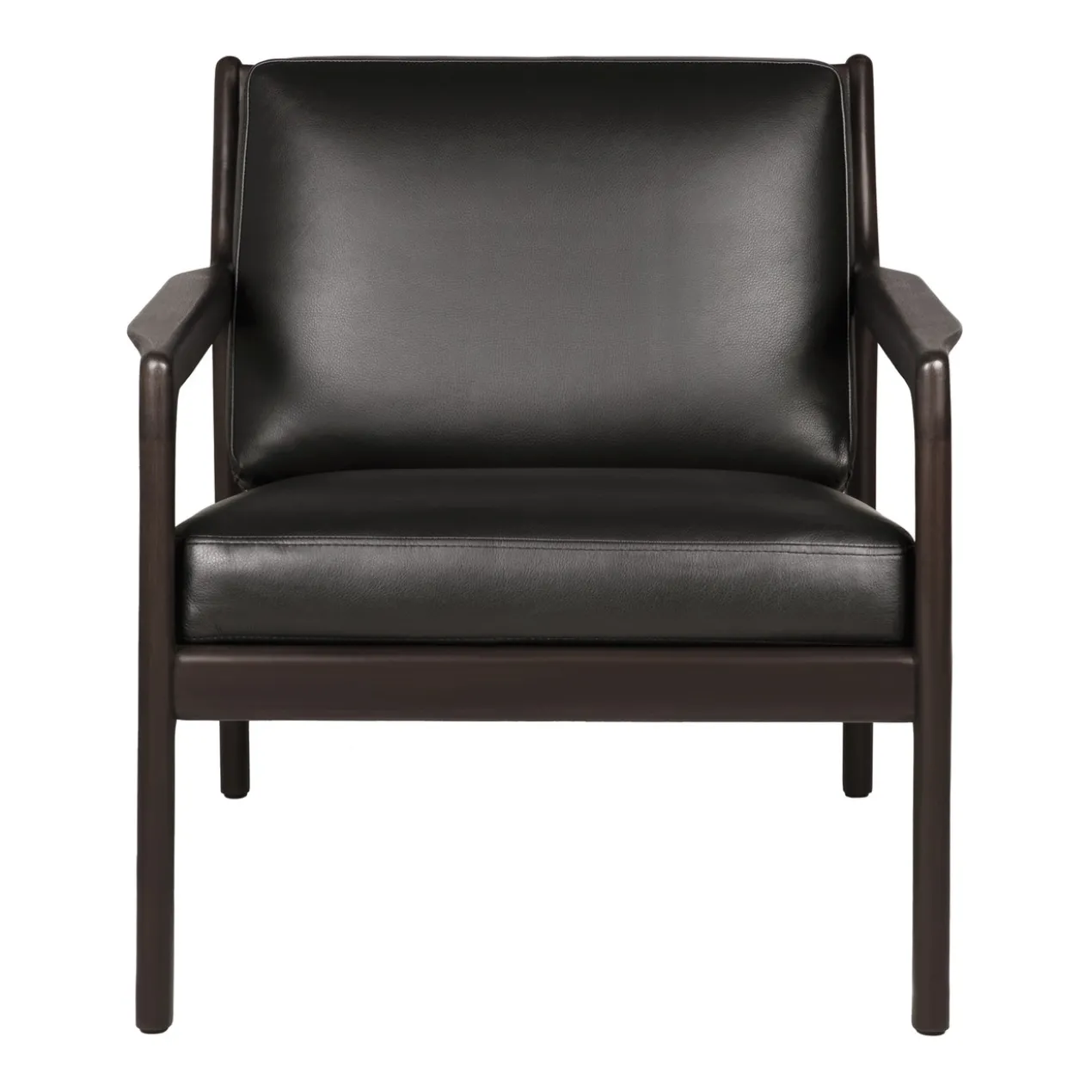 Jack loungestoel donkerbruin mahonie - zwart leer