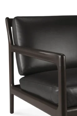 Jack loungestoel donkerbruin mahonie - zwart leer