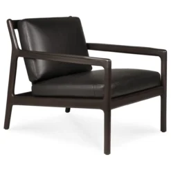 Jack loungestoel donkerbruin mahonie - zwart leer