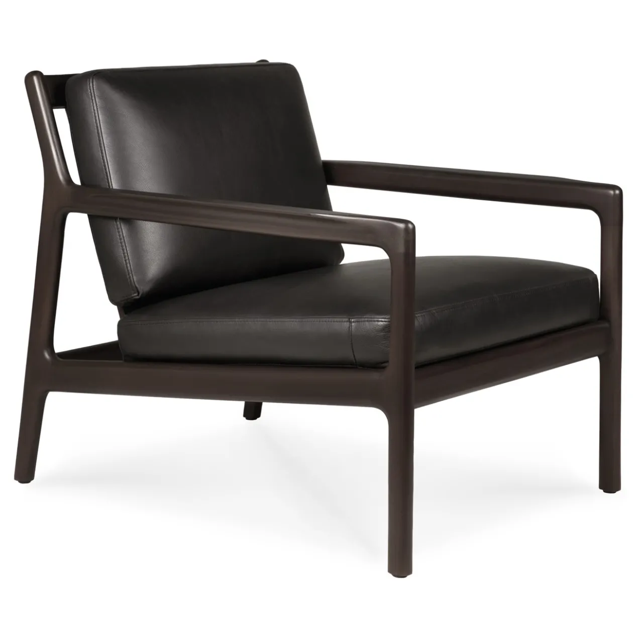 Jack loungestoel donkerbruin mahonie - zwart leer