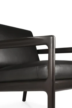 Jack loungestoel donkerbruin mahonie - zwart leer