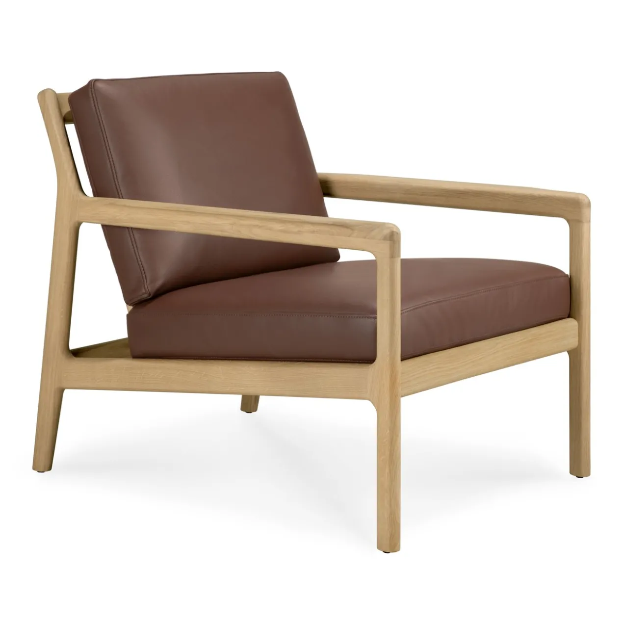 Jack loungestoel eiken - burgundy leer