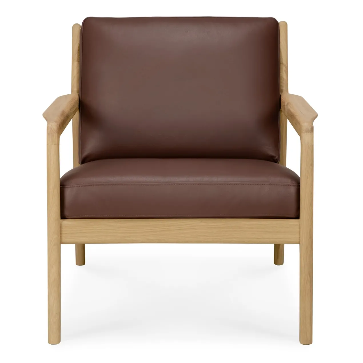 Jack loungestoel eiken - burgundy leer