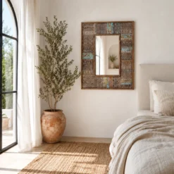 Jalebi - Handgemaakte Patchwork Houten Spiegel