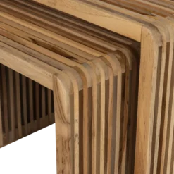 Jasmijn bijzettafel recycled teak naturel - set van 2