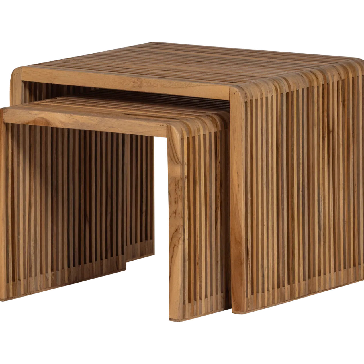 Jasmijn bijzettafel recycled teak naturel - set van 2