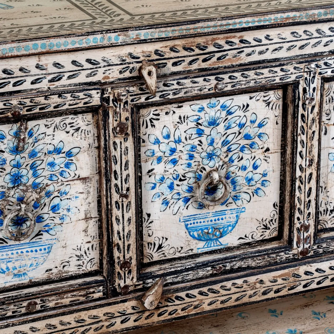 Jegan - Handbeschilderde Oud Houten Consoletafel