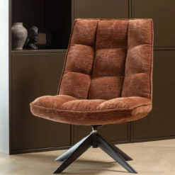 Jouke draaifauteuil chenille structuur roestbruin [fsc]