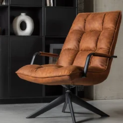 Jouke draaifauteuil met armleuning leerlook cognac [fsc]