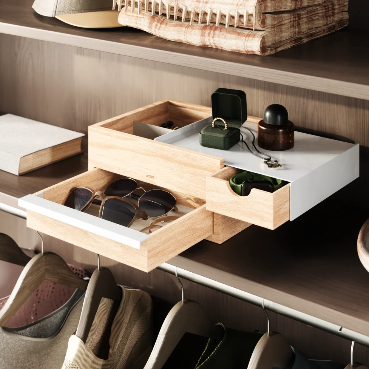Juwelenbox Stowit wit naturel hout L