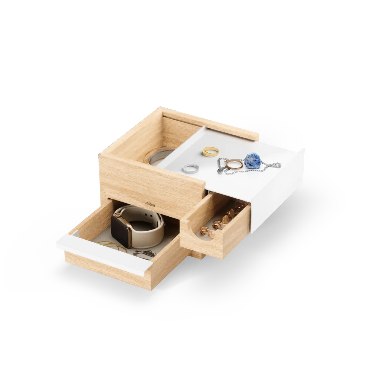Juwelenbox Stowit wit naturel hout S