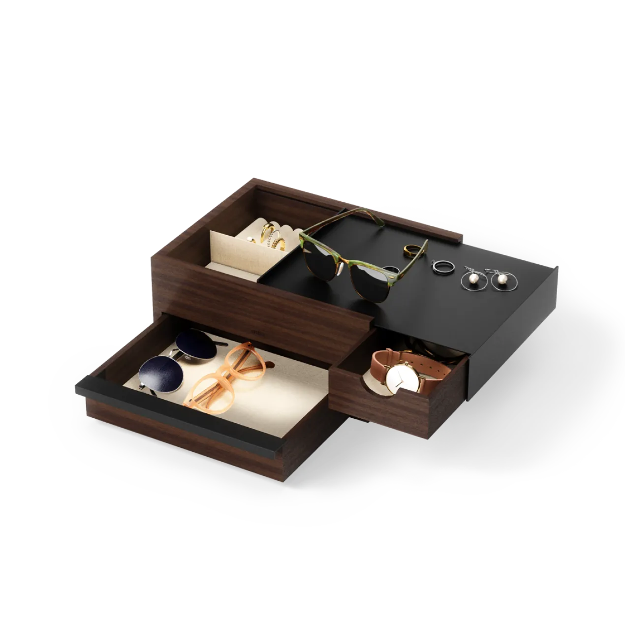 Juwelenbox Stowit zwart walnoot hout L