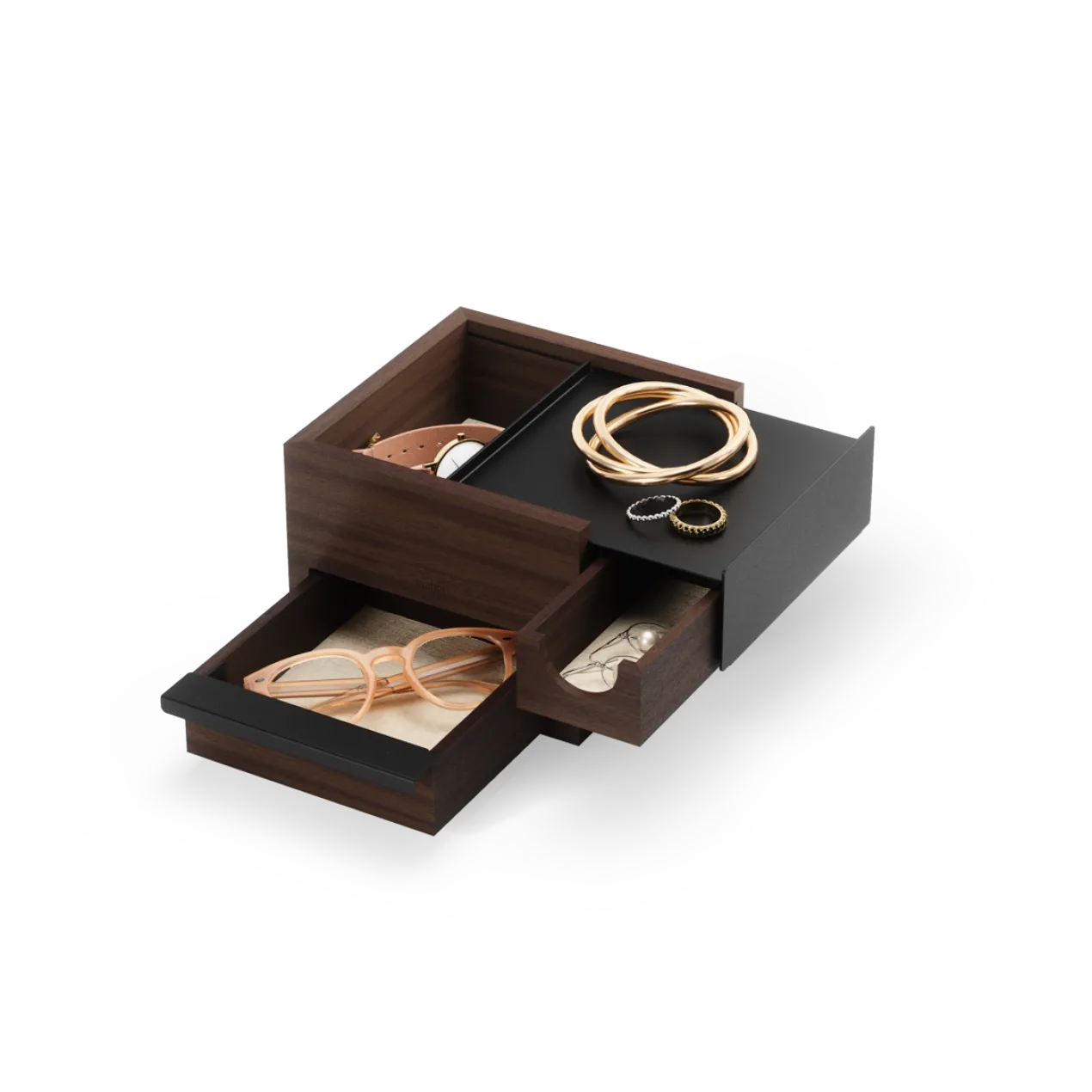 Juwelenbox Stowit zwart walnoot hout S