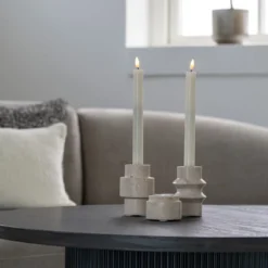 Kaarsenhouder travertijn Joah - set van 2 Naturel