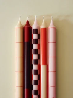 Kaars Pattern red/bordeaux - set van 4