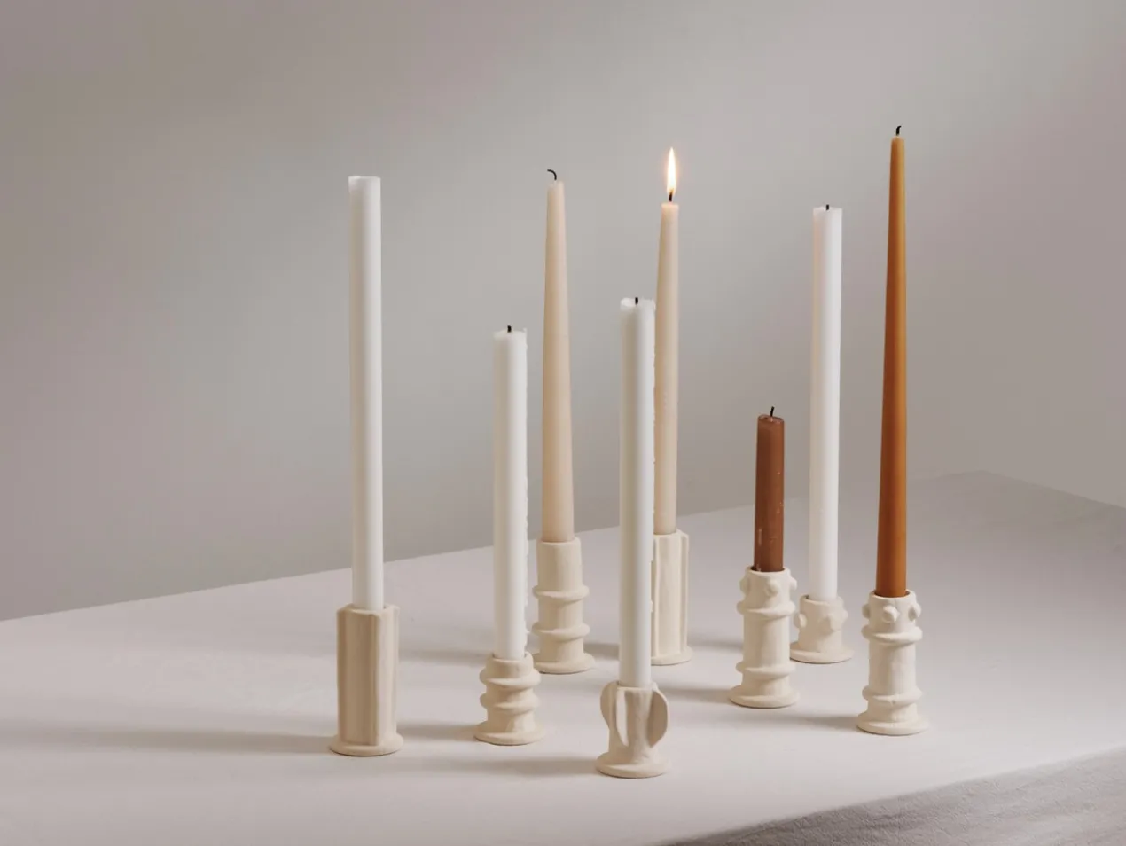 Kandelaar Molly 03 beige - set van 3
