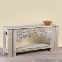 Karam - Handgesneden Console Tafel van Teakhout