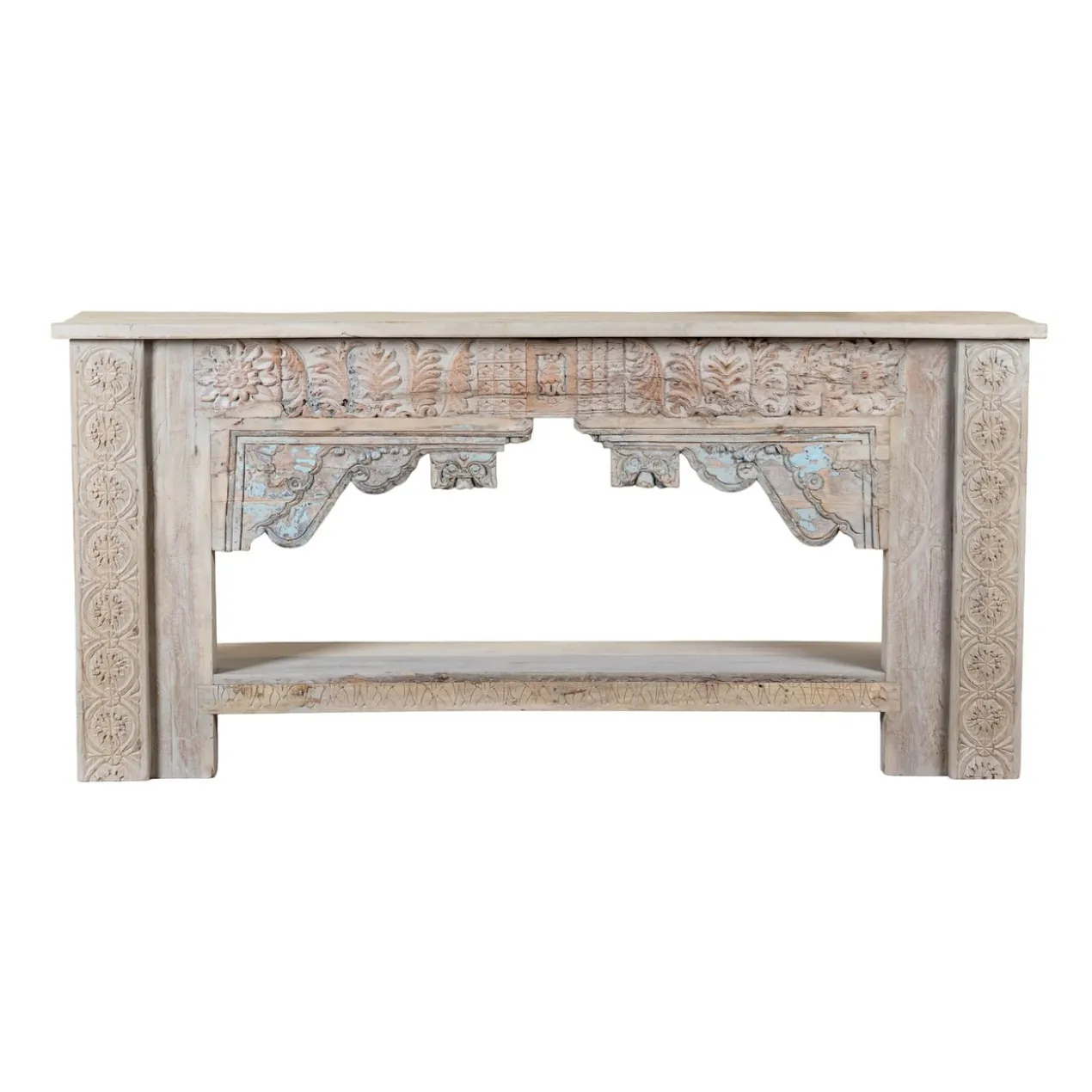 Karam - Handgesneden Console Tafel van Teakhout