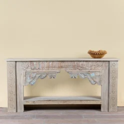 Karam - Handgesneden Console Tafel van Teakhout