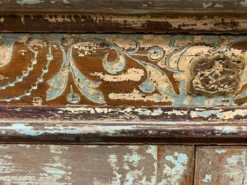 Kast glas UNIEK 2 deur en 2 lades blauw/bruin Vitrinekast Uniek blauw/bruin