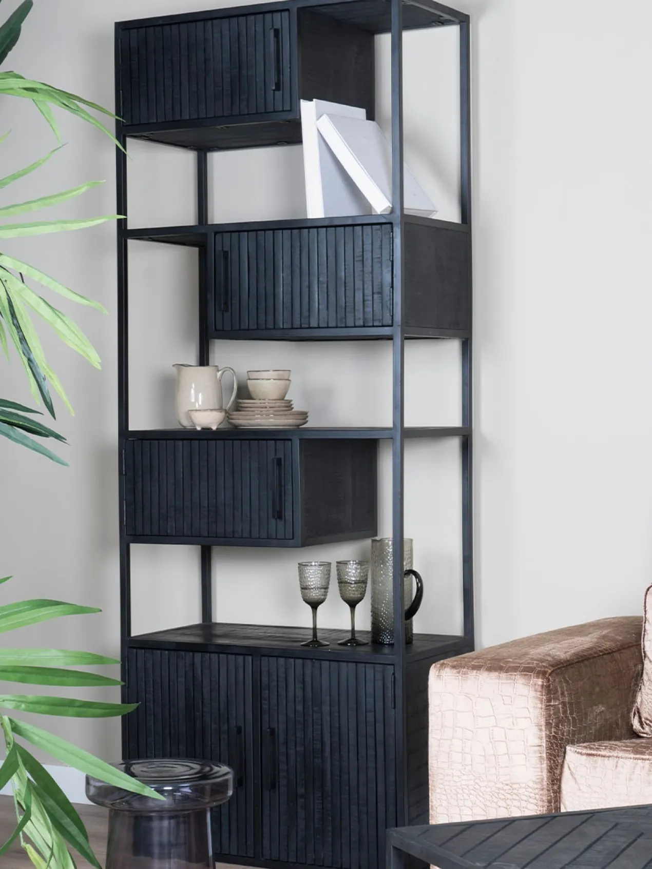 Kast Loek 210 x 80 cm - zwart Mangohout