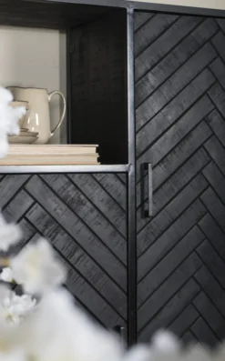 Kast Roan Visgraat - Zwart Mangohout