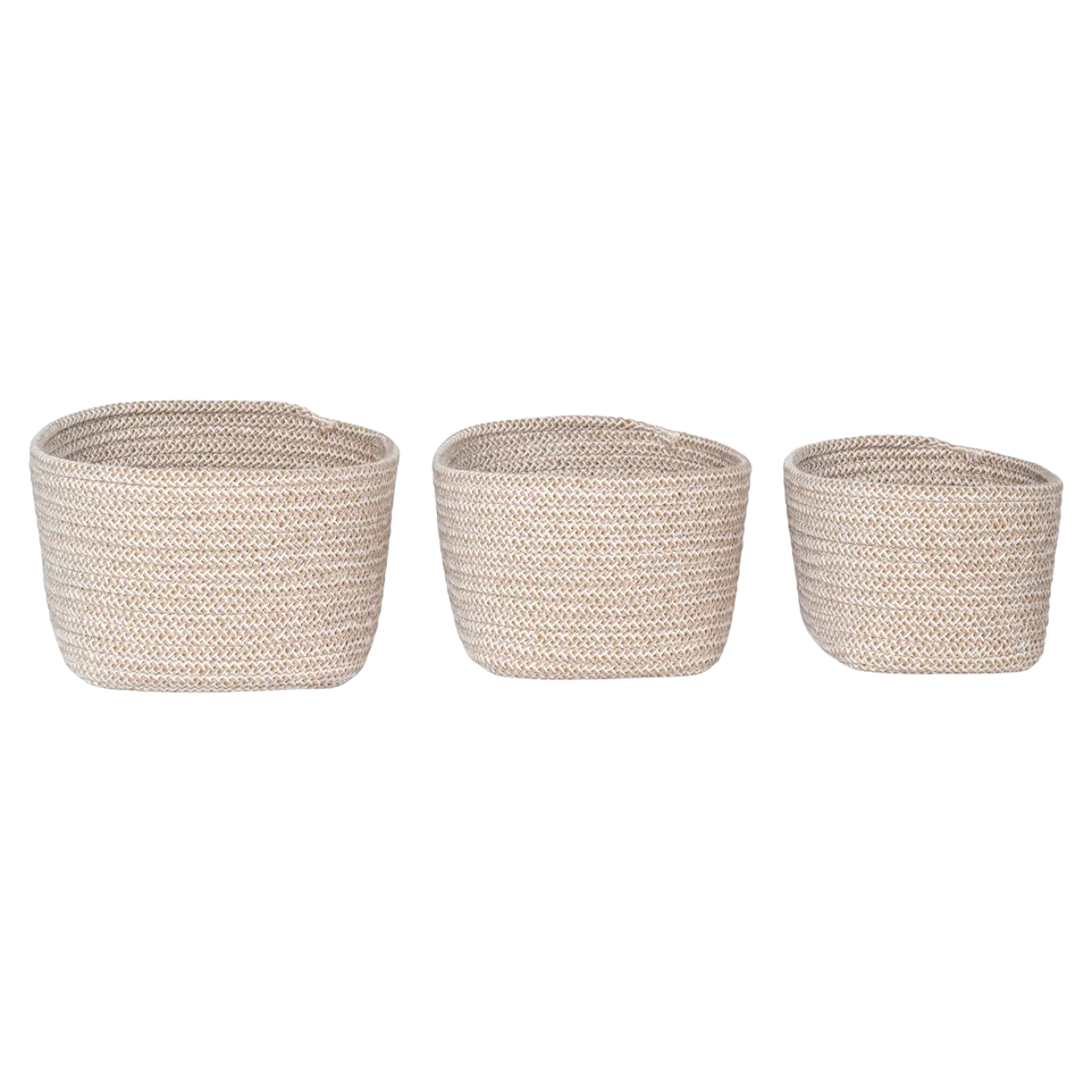 Katoenen manden Carlijn - set van 3 Beige