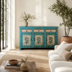 Kaveh - Handbeschilderd Oud Houten Dressoir