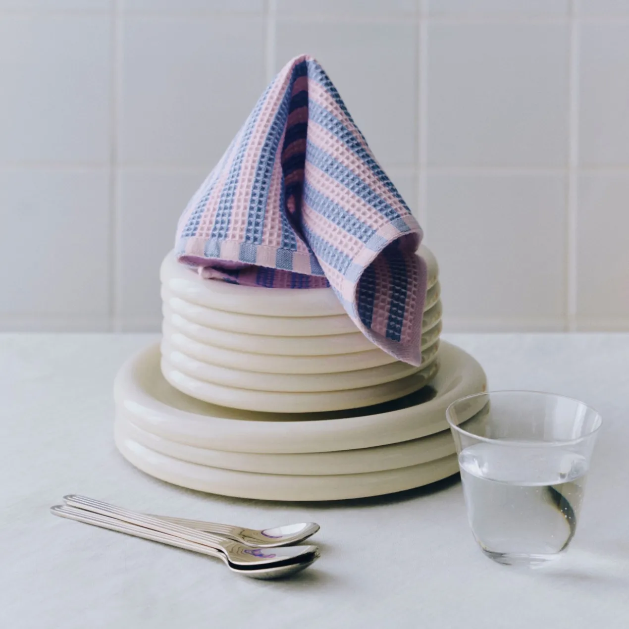 Keukendoekje Canteen organic sky blue/pink - set van 2