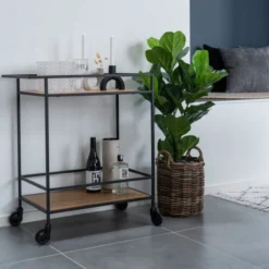 Keukentrolley Flore hout Zwart