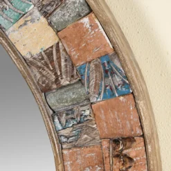 Kheer - Ronde Patchwork Spiegel in Boho Stijl
