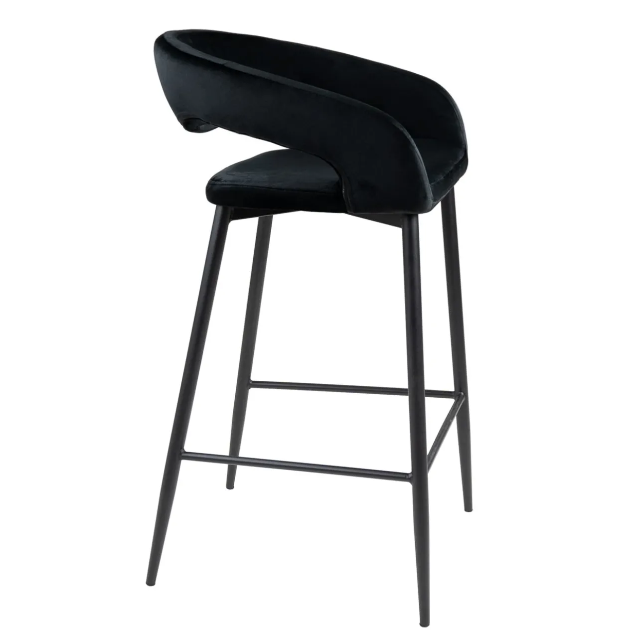 Kick barkruk Lenn velvet - Zwart