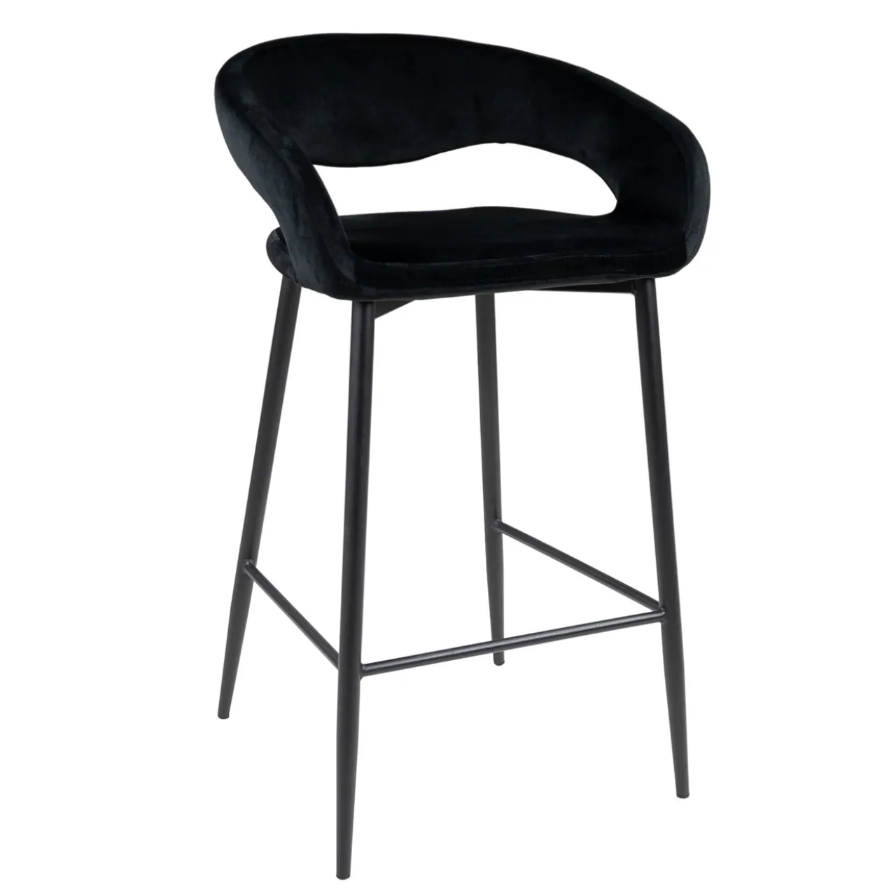 Kick barkruk Lenn velvet - Zwart
