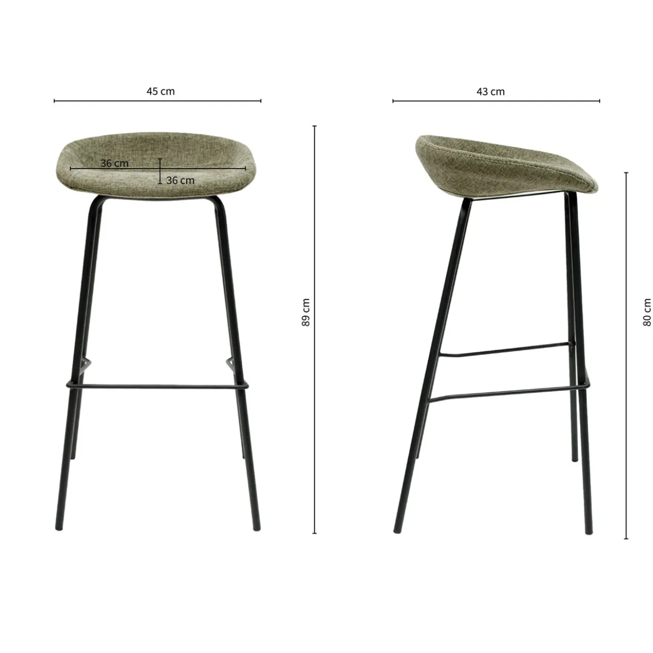 Kick barkruk Riga H80 cm groen